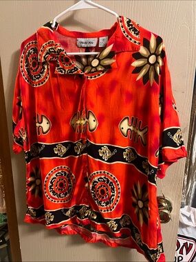 Womens Marla Kim Vintage Tropical button down shirt - Medium
